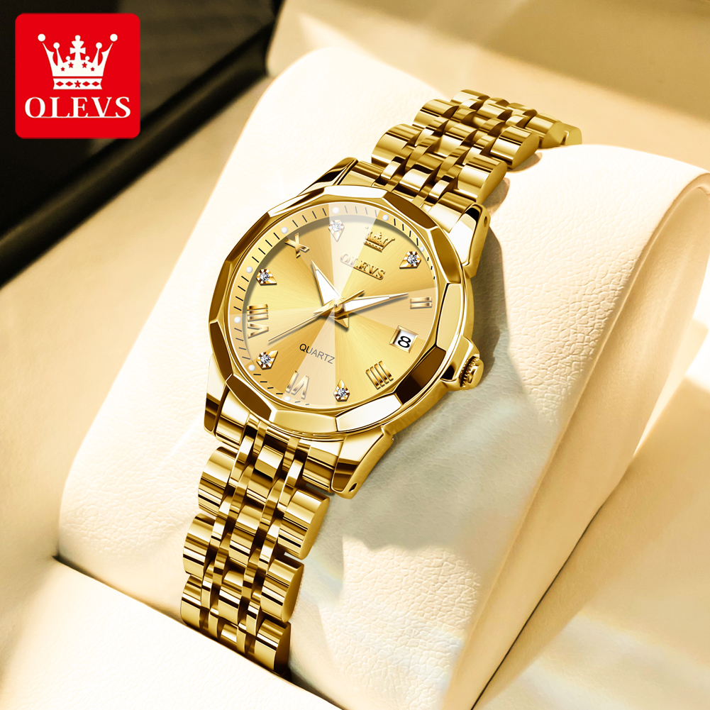 Luxury Watch Girl - OLEVS Mode Gouden Horloge voor Dames