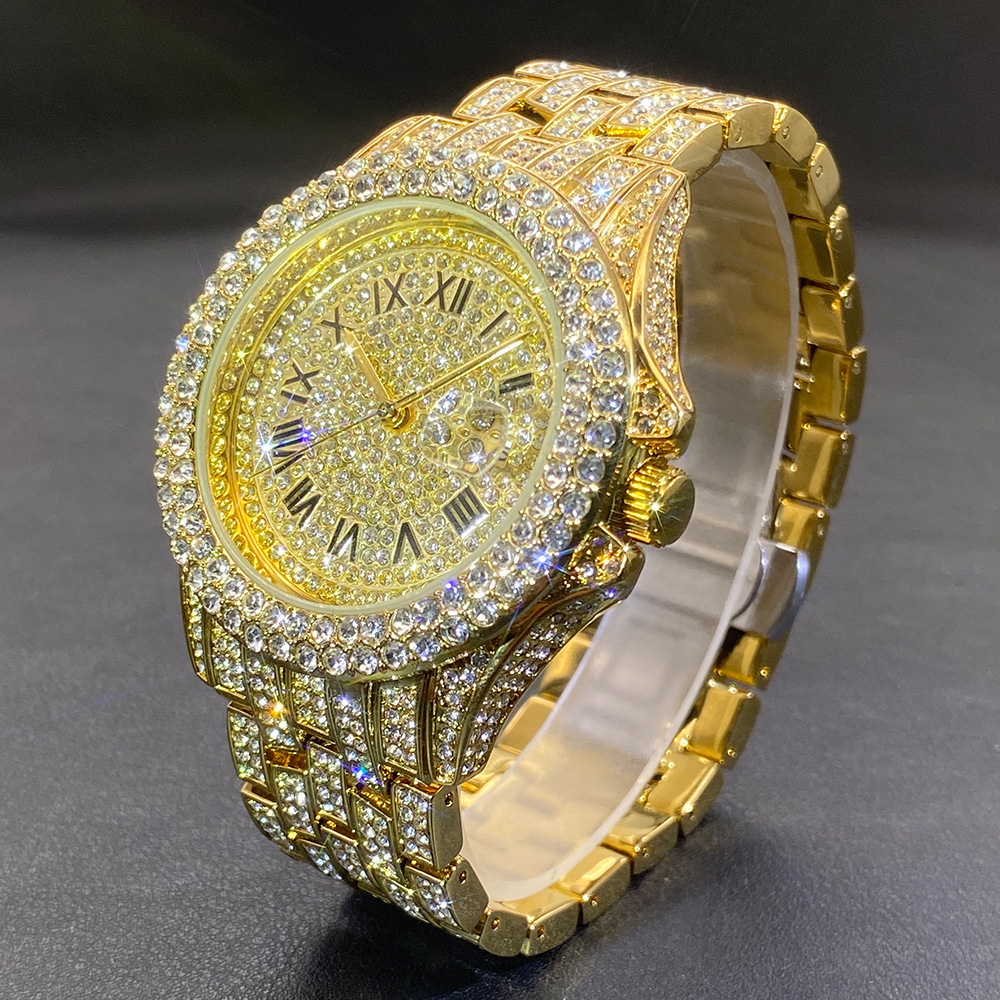 Luxury Watch Gold - Grote gouden zilveren zwarte polshorloge voor