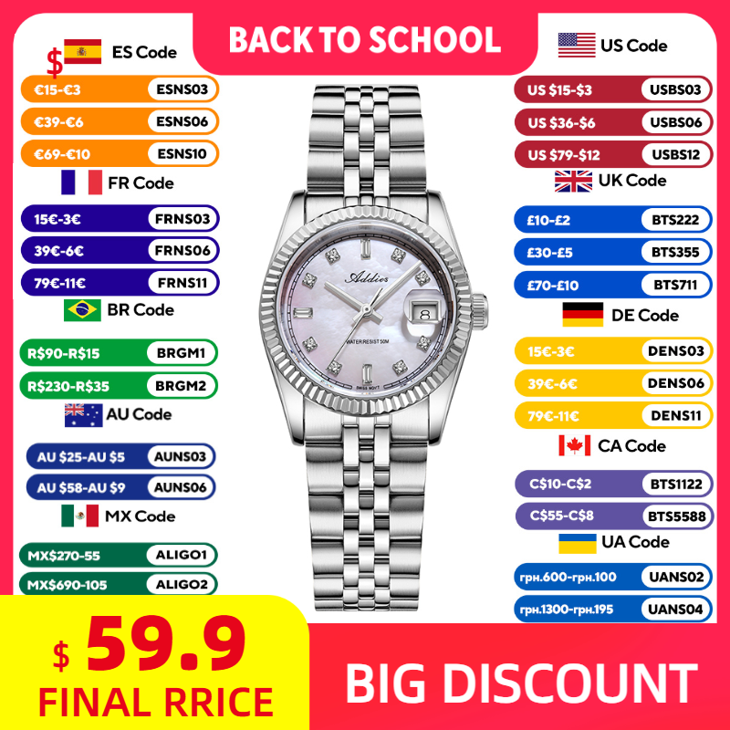 Luxury Watch With Bracelet - ADDIES 585 Quartz Dameshorloges Saffierglas 5Bar