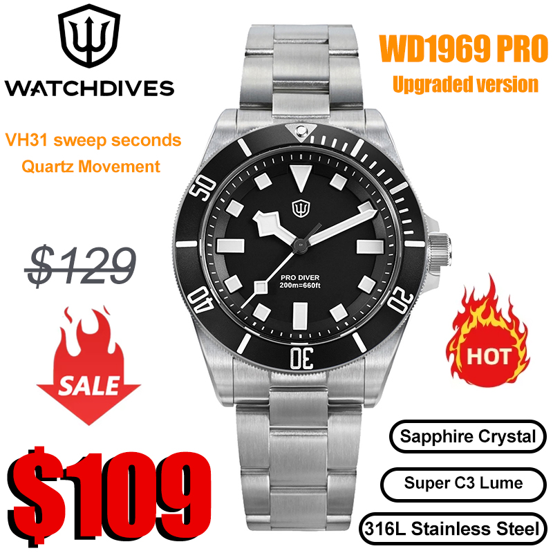 Diver Watch 300M - Watchdives WD1969 Pro 38 mm quartz