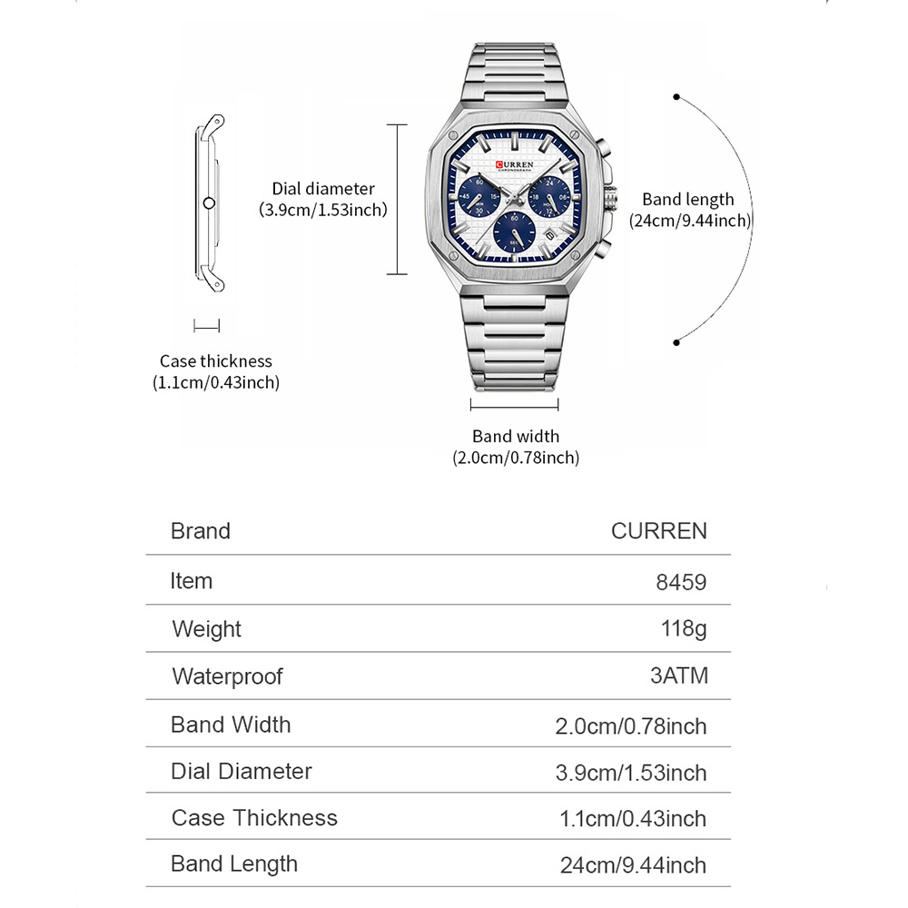 CURREN Luxe Vierkant Chrono Ho - Luxury Watch With Bracelet recensie en prijs