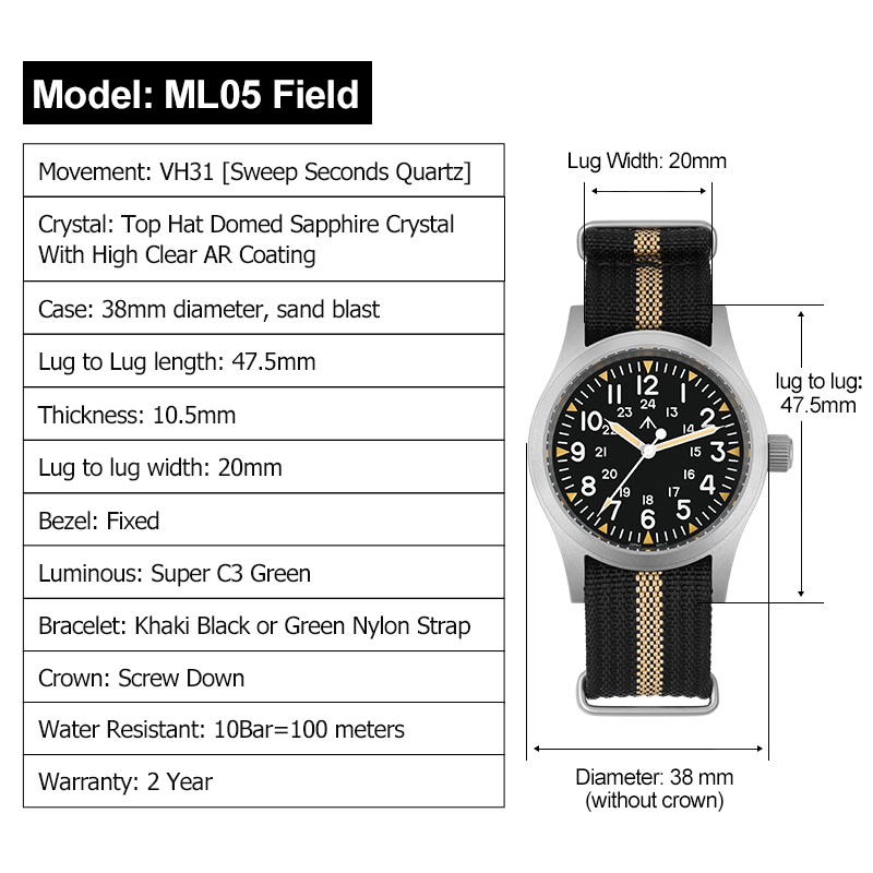 Militado ML05 Vintage horloge  - Diver Watch 300M recensie en prijs