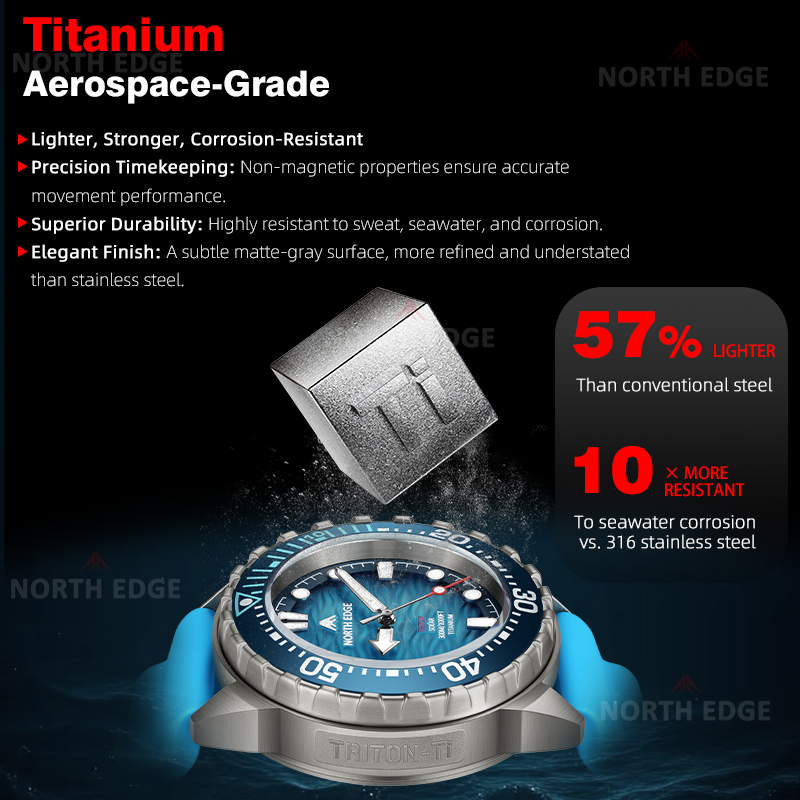 NORTH EDGE TRITON-TI Titanium  - Diver Watch 300M recensie en prijs